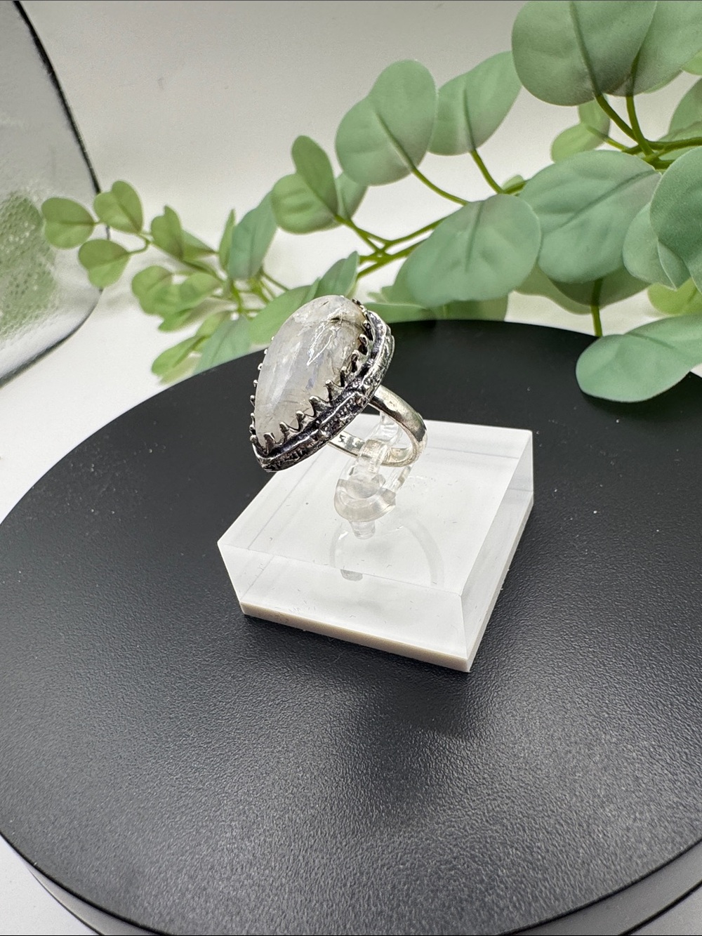 Moonstone Teardrop Statement Ring – Size 6.5 (BR-12-12/4) - Picture 4 of 7